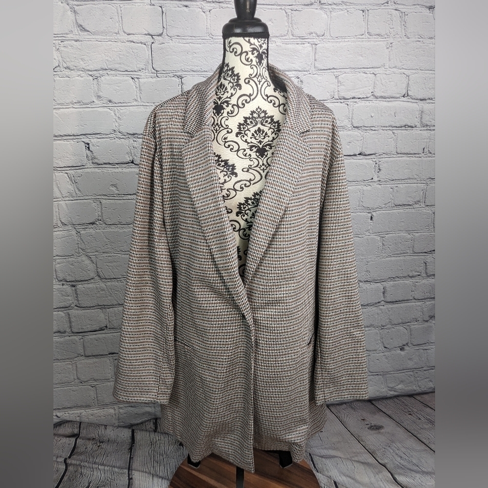 Nine West women's size 4x geo print button front blazer stretch knit NWT bb17